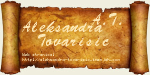 Aleksandra Tovarišić vizit kartica